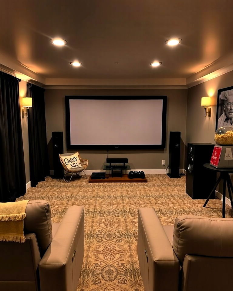 home theater setup in rec room - 30 Rec Room Ideas
