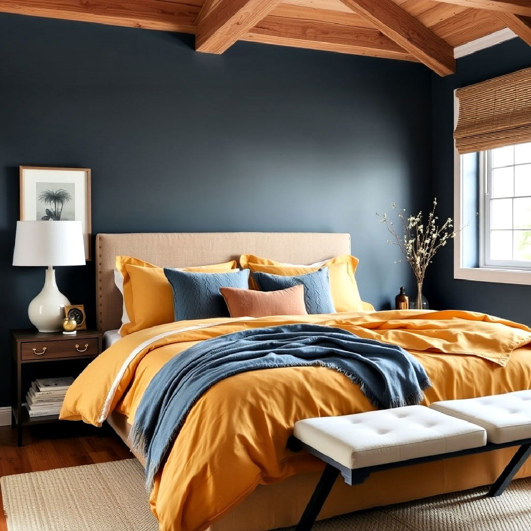 honey and slate blue for bedroom - 40 Warm Color Palettes for Every Room in the House