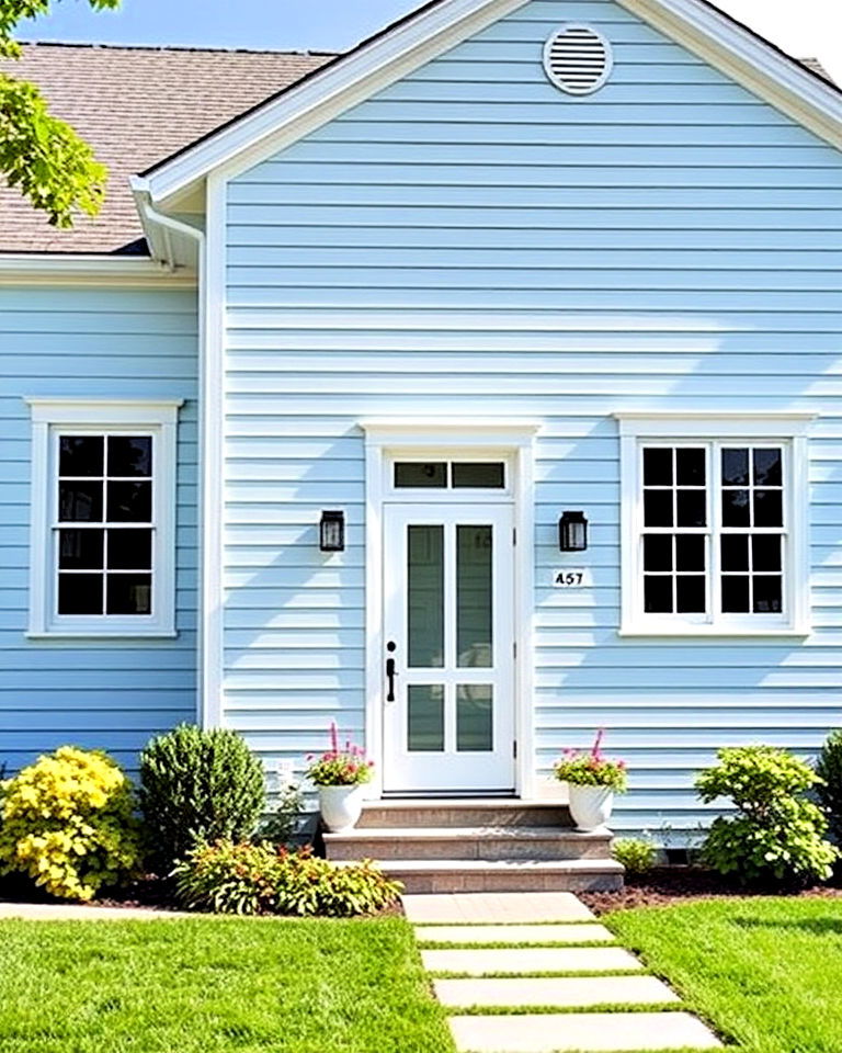 horizontal clapboard siding for light blue exterior - 25 Light Blue House Exterior Ideas