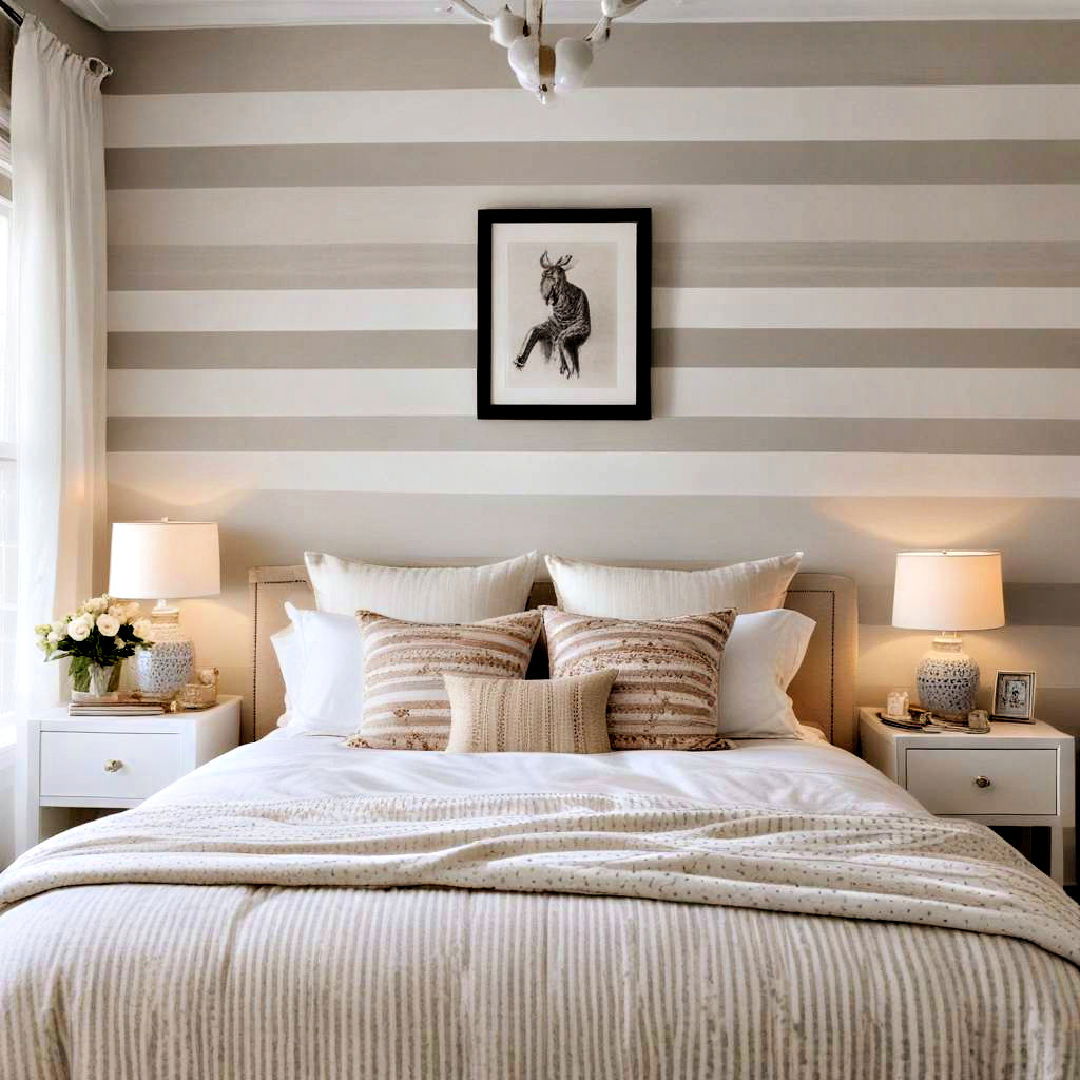 horizontal stripes painted walls - 40 Small Bedroom Ideas
