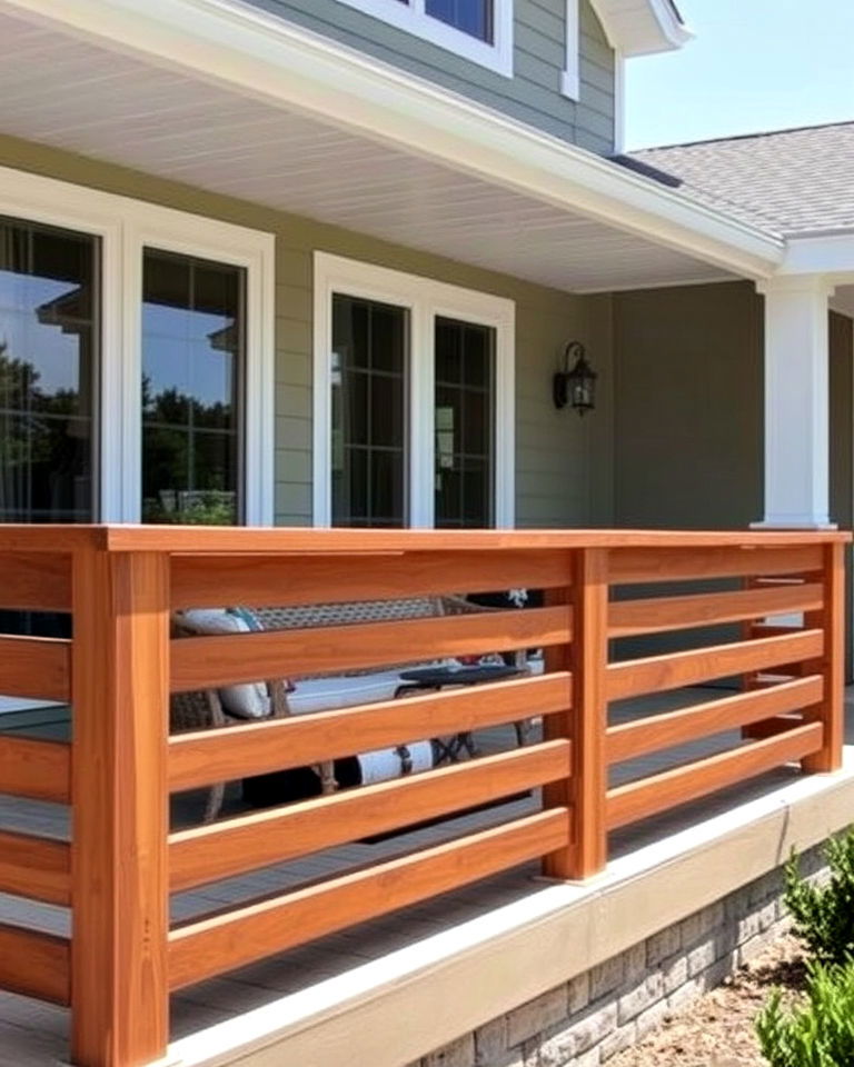 horizontal wood planks for front porch railing - 25 Front Porch Railing Ideas