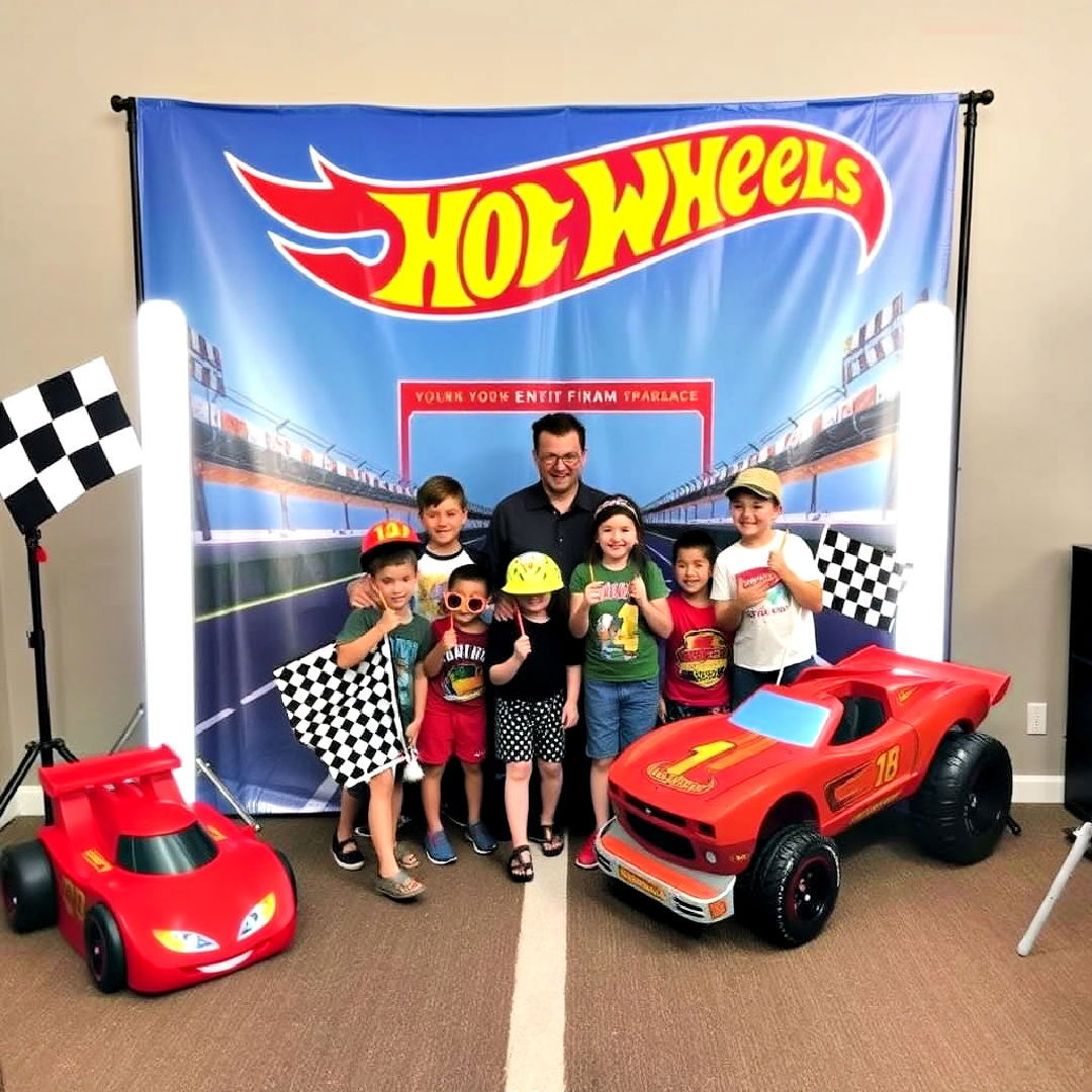 hot wheels themed photo booth - 25 Hot Wheels Birthday Party Ideas