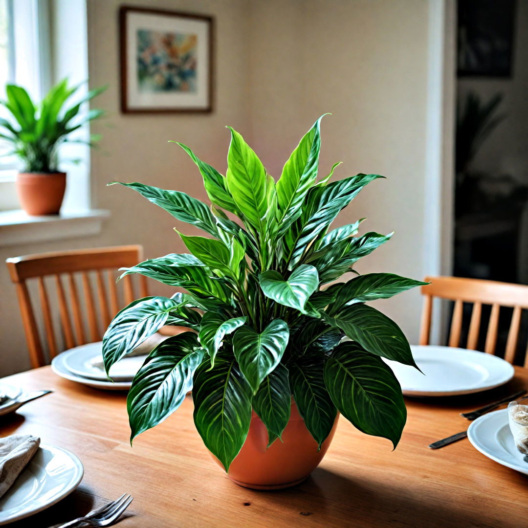 houseplant as natural centerpieces for dining table - 40 Dining Room Decor Ideas