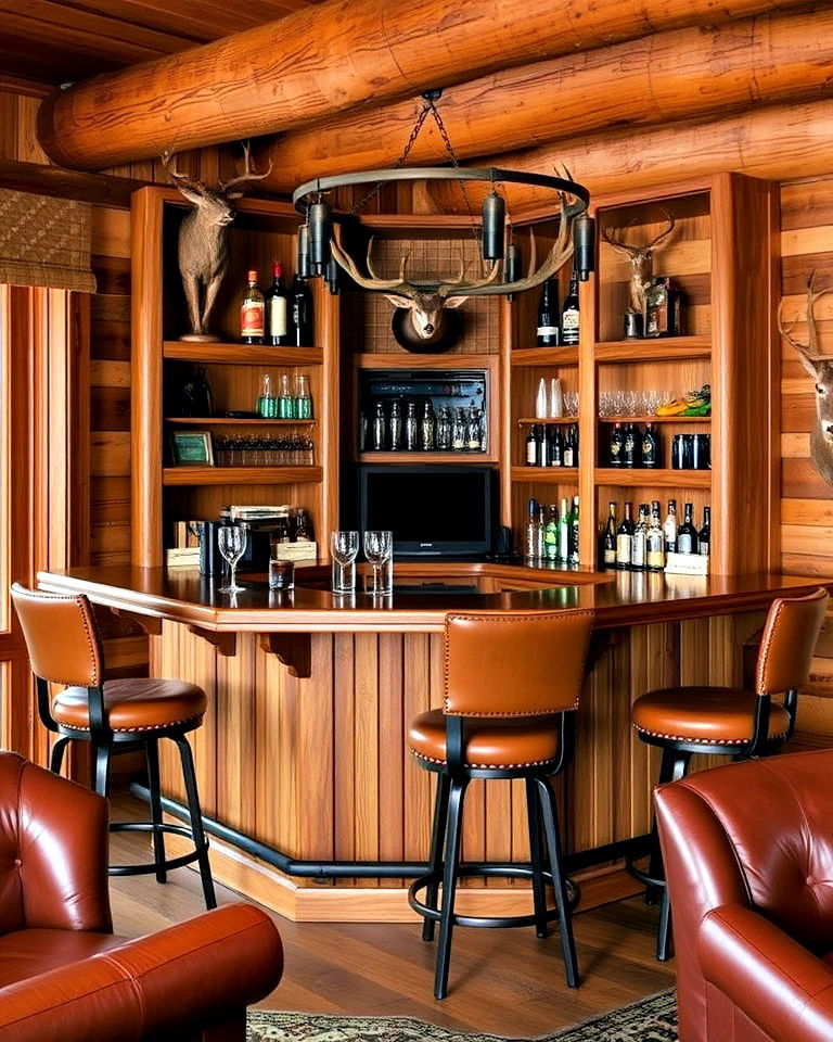hunting room with custom bar for entertaining - 25 Hunting Room Ideas