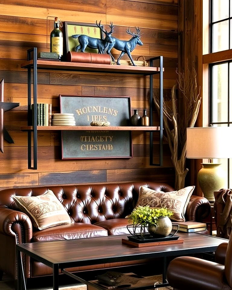 hunting room with metal accents for industrial edge - 25 Hunting Room Ideas