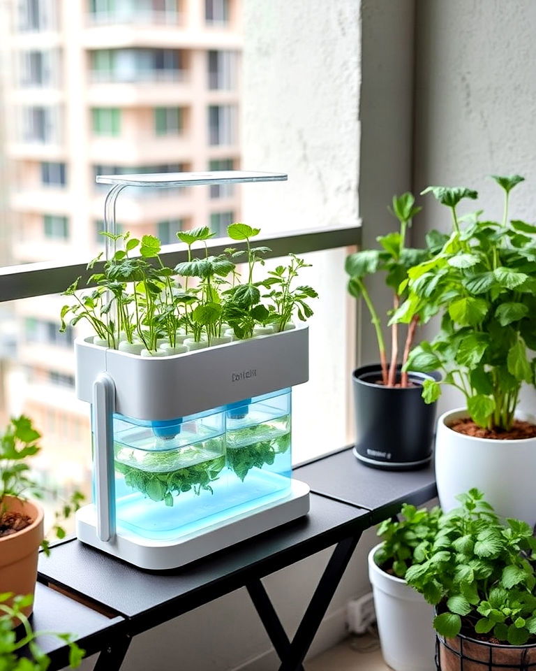 hydroponic herb garden setup - 20 Balcony Herb Garden Ideas