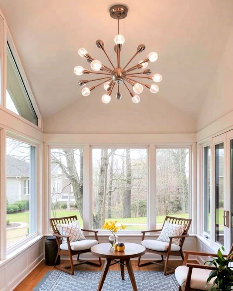 iconic lighting fixtures for sunroom - 20 Mid-century Modern Sunroom Ideas