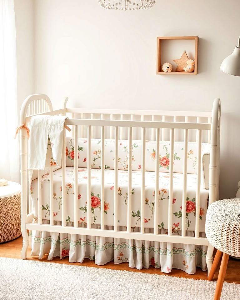 impactful floral crib bedding - 15 Floral Nursery Ideas