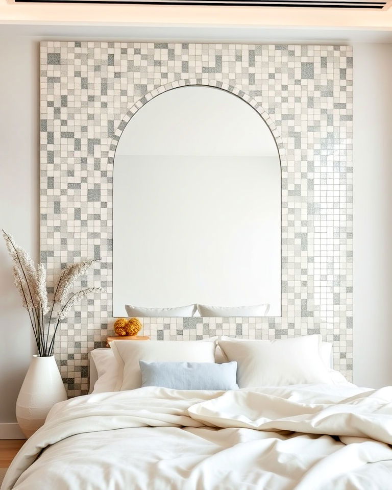 impactful monochromatic mosaic mirror - 20 Mosaic Mirror Ideas