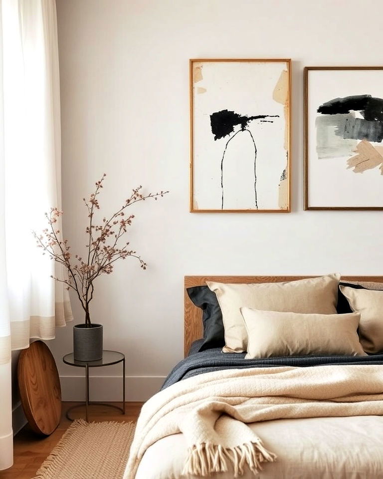 imperfect art for wabi sabi bedroom - 20 Wabi Sabi Bedroom Ideas