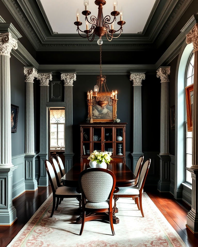 incorporate ornamental columns - 25 Victorian Dining Room Ideas