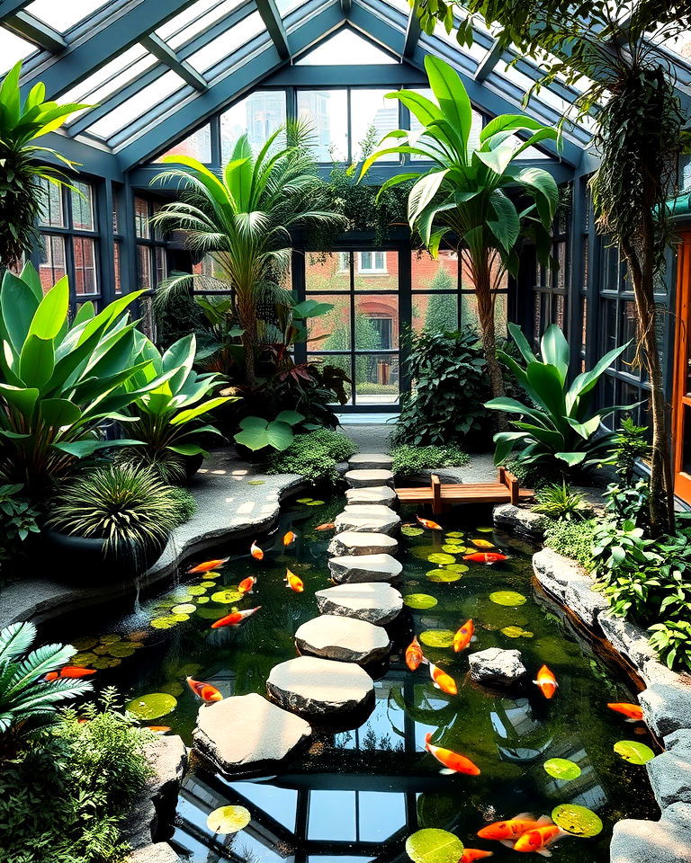 indoor atrium with koi pond - 20 Indoor Koi Pond Ideas