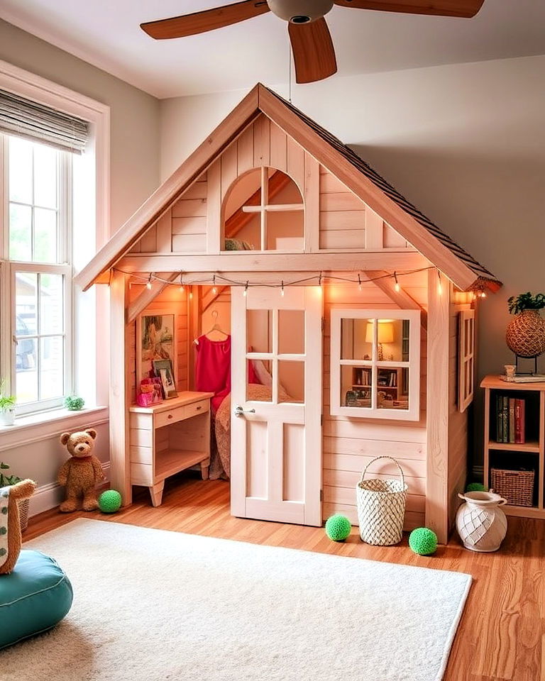 indoor miniature cottage playhouse - 40 Playroom Ideas