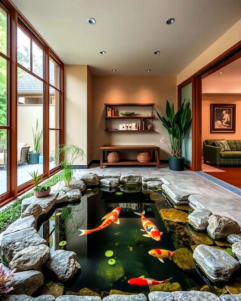 indoor outdoor koi pond design - 20 Indoor Koi Pond Ideas