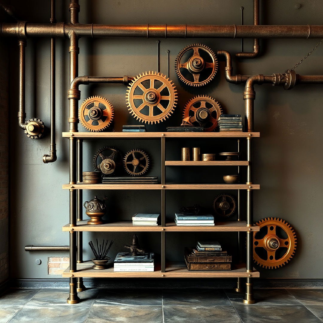 industrial aesthetic exposed pipes and gears - 25 Steampunk Interior Design Ideas