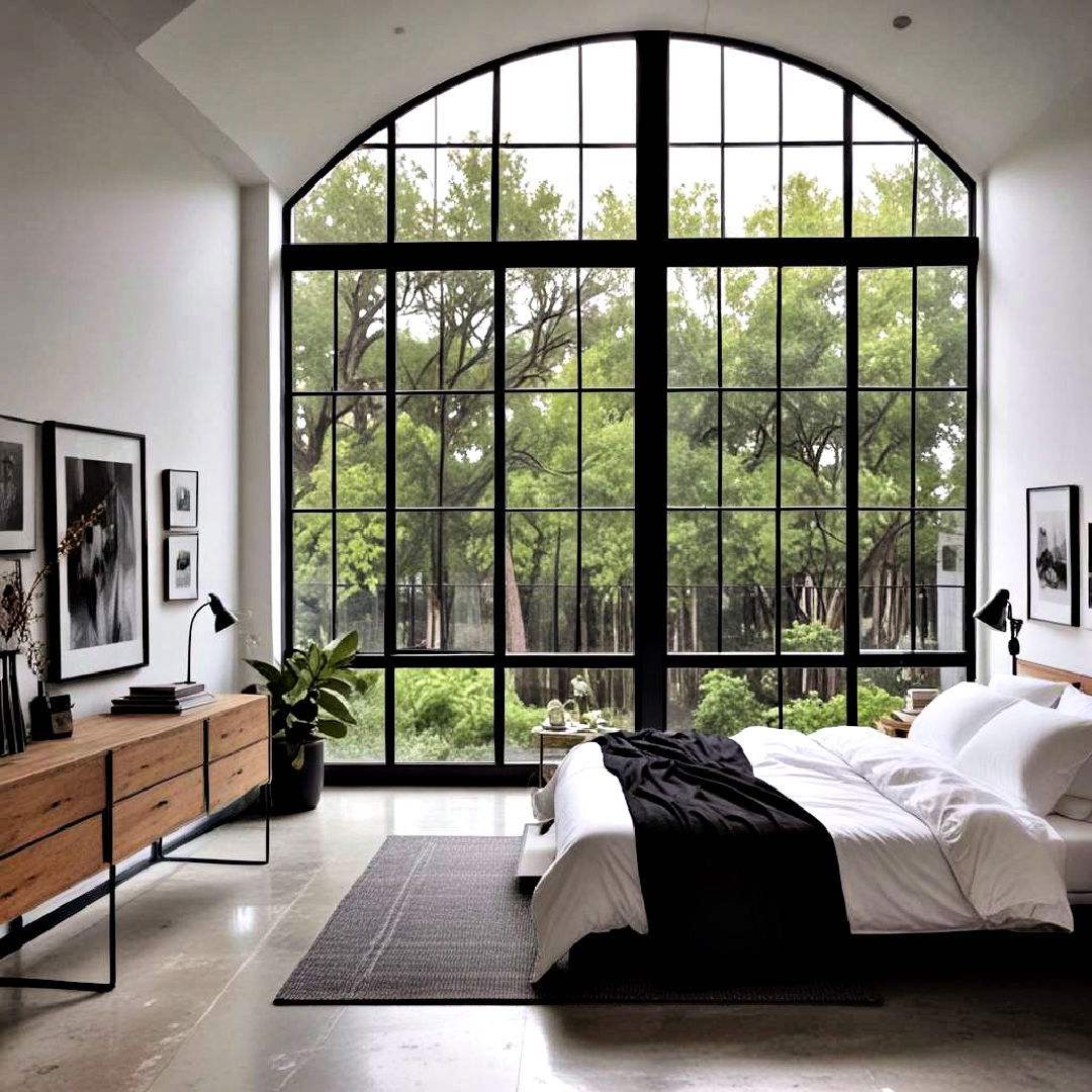 industrial aesthetic large window - 20 Industrial Bedroom Ideas