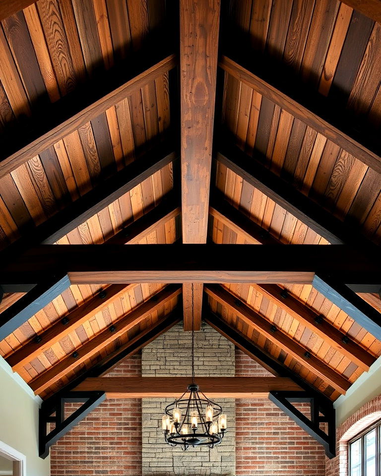 industrial beams with metal brackets - 20 Vaulted Ceiling With Beams