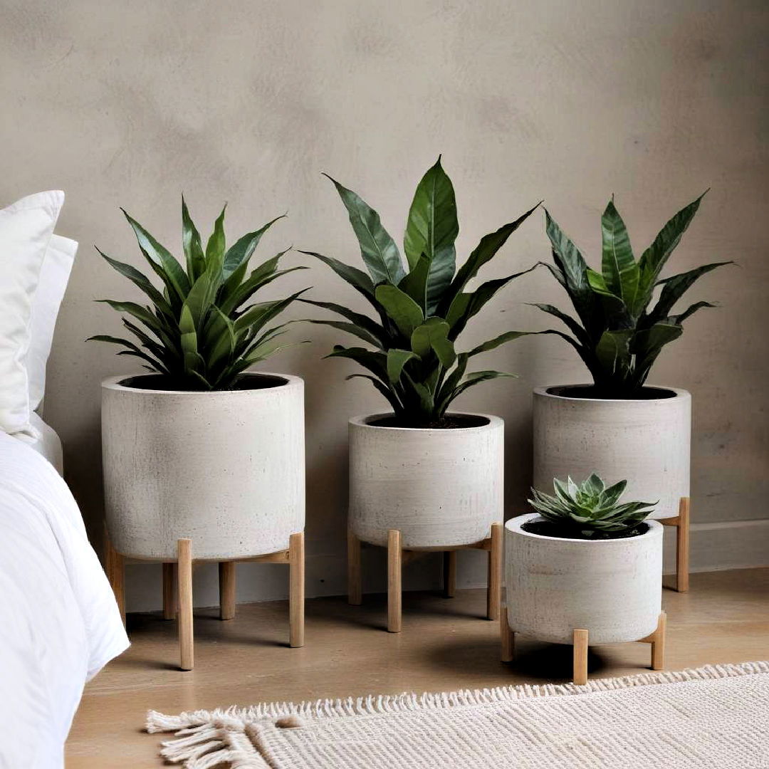 industrial bedroom with cement planters - 20 Industrial Bedroom Ideas