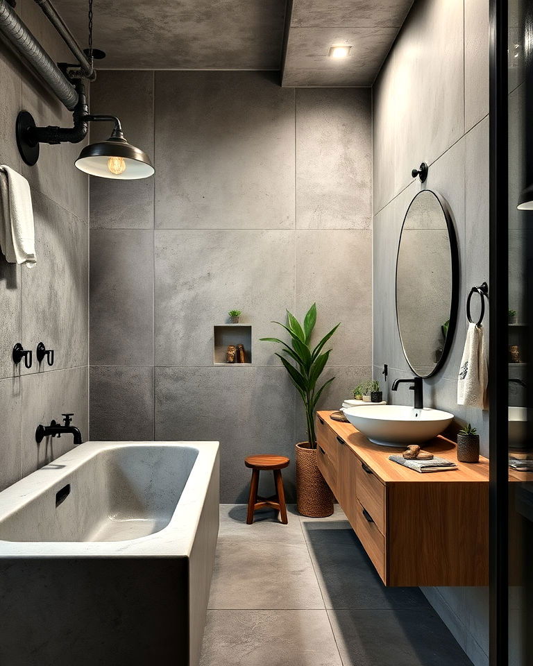 industrial chic look concrete bathroom - 30 Concrete Bathroom Ideas