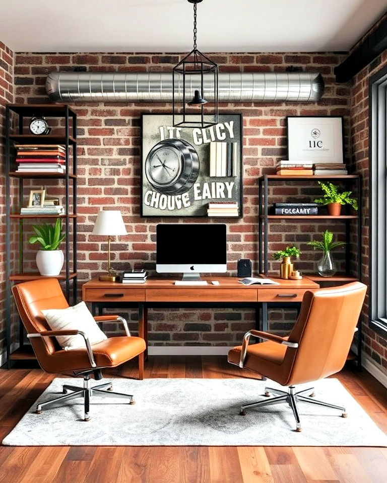 industrial chic style eclectic home office - 25 Eclectic Home Office Ideas