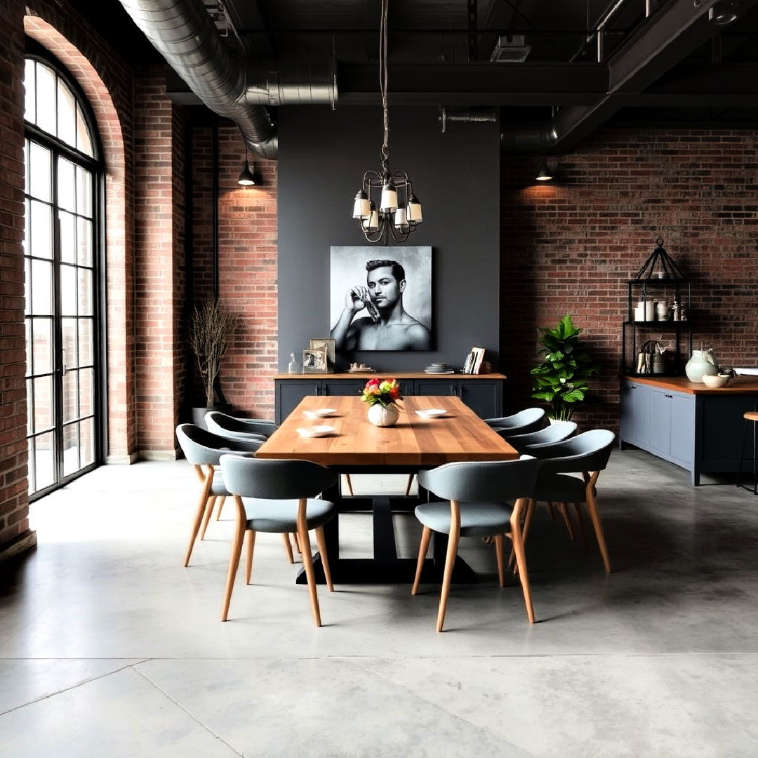industrial chic with gray dining room - 25 Gray Dining Room Ideas