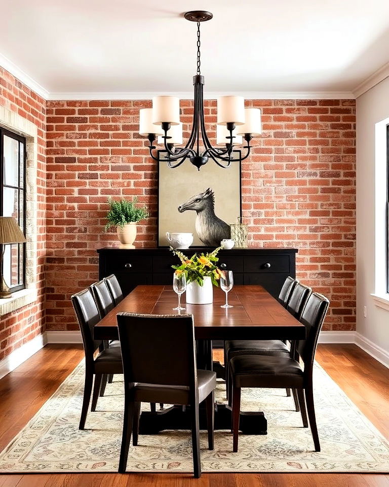 industrial edge brick paneling for dining room - 25 Dining Room Wall Paneling Ideas