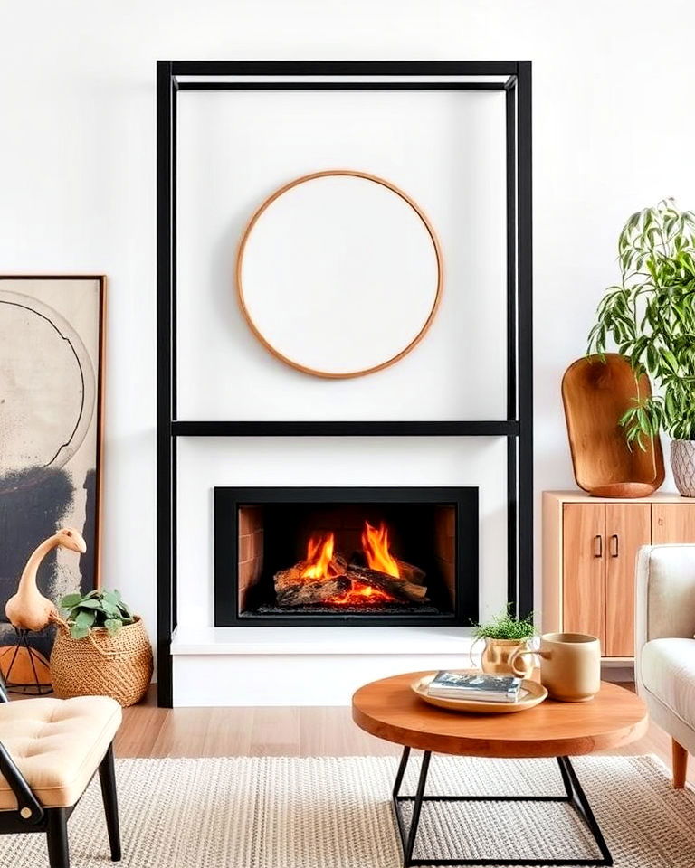 industrial edge steel framed fireplace - 20 Scandinavian Fireplace Ideas