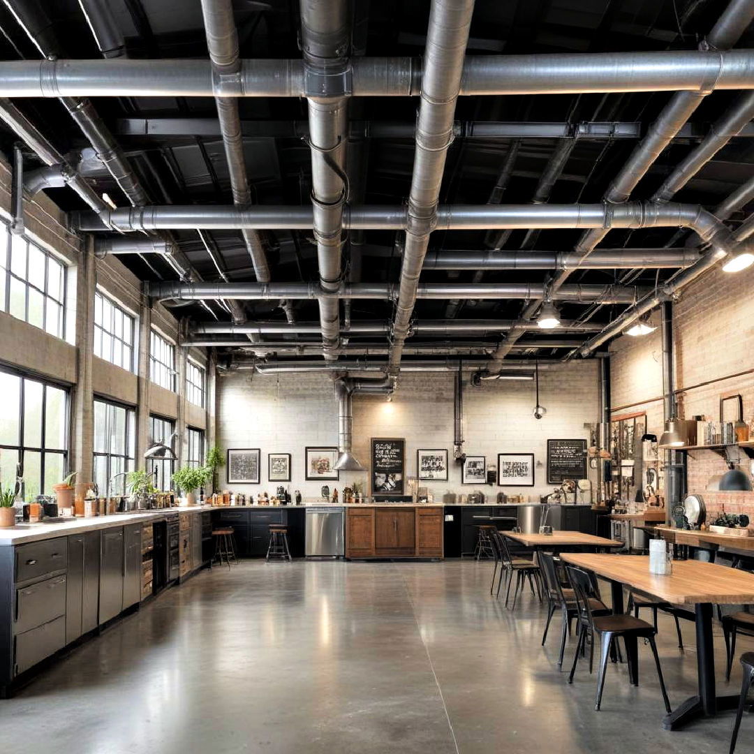 industrial feel open ductwork - 30 Industrial Decor Ideas