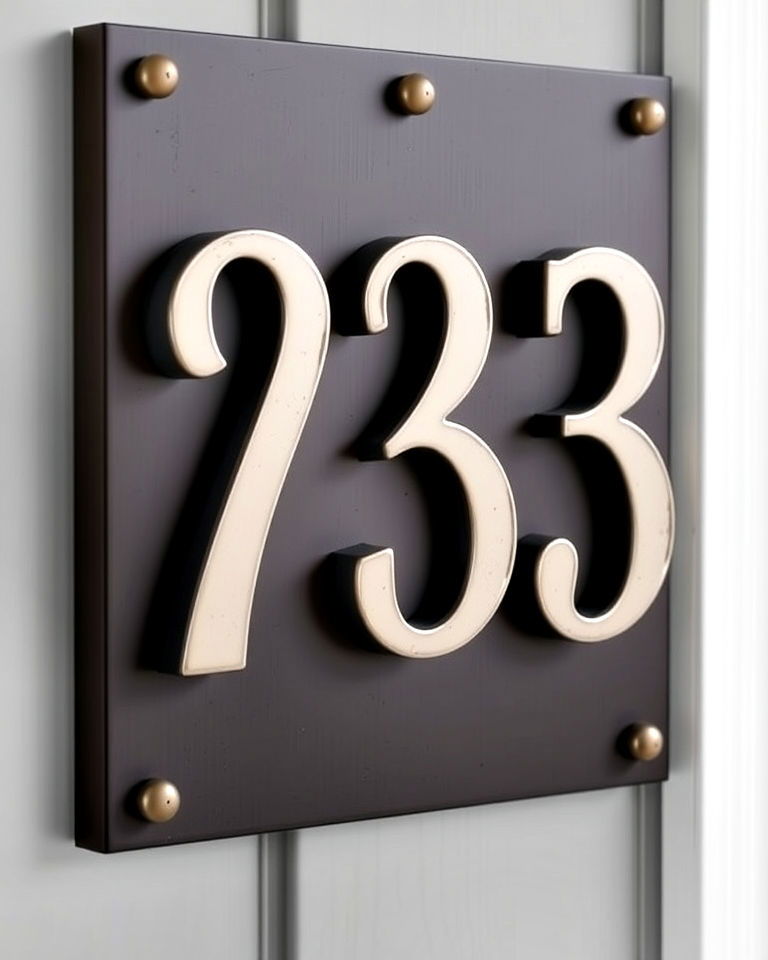 industrial house numbers with a backplate - 40 House Number Ideas