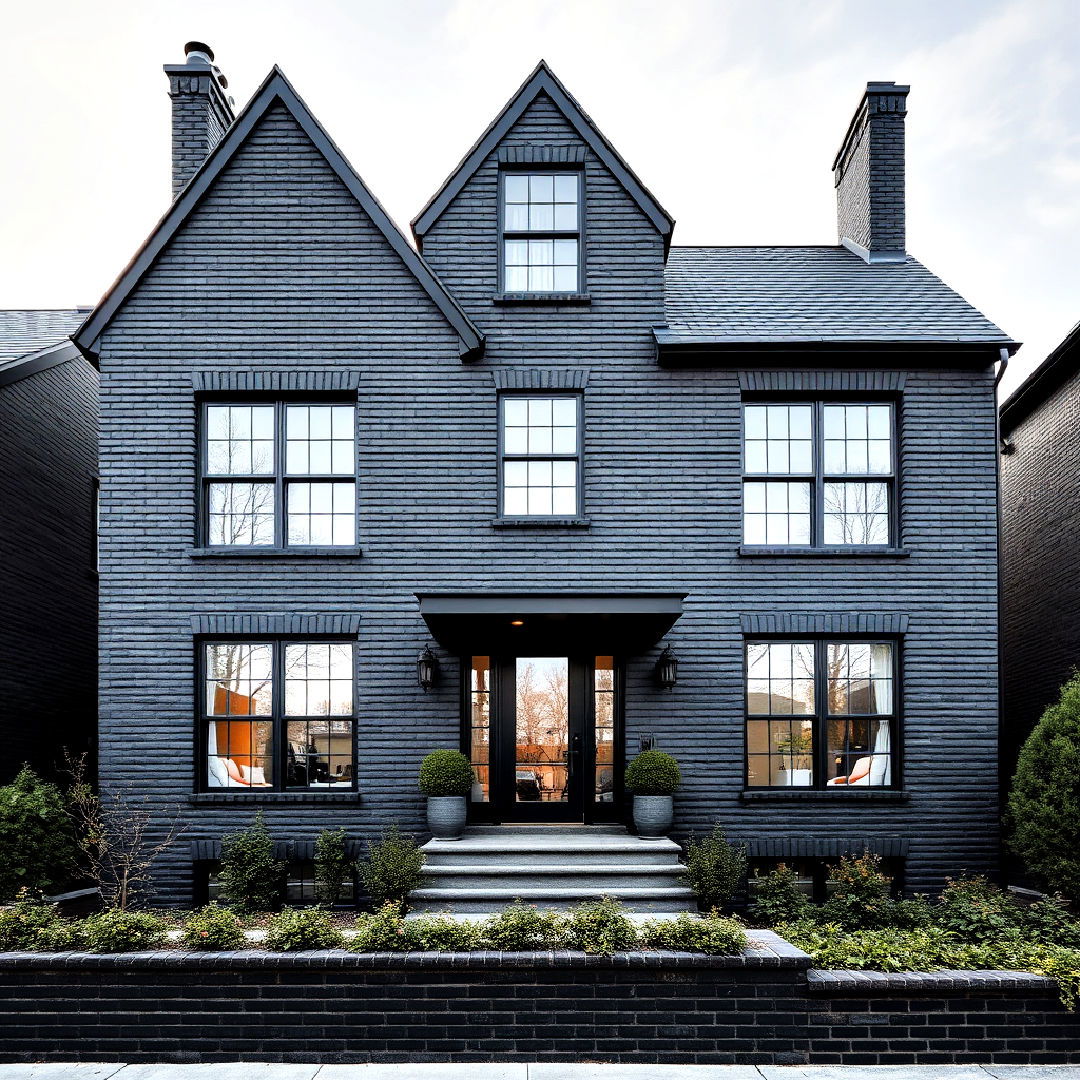 industrial inspired black brick house exterior - 40 Black Brick House Exteriors