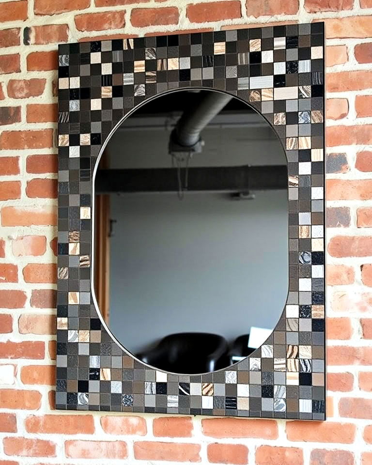 industrial inspired mosaic mirror design - 20 Mosaic Mirror Ideas