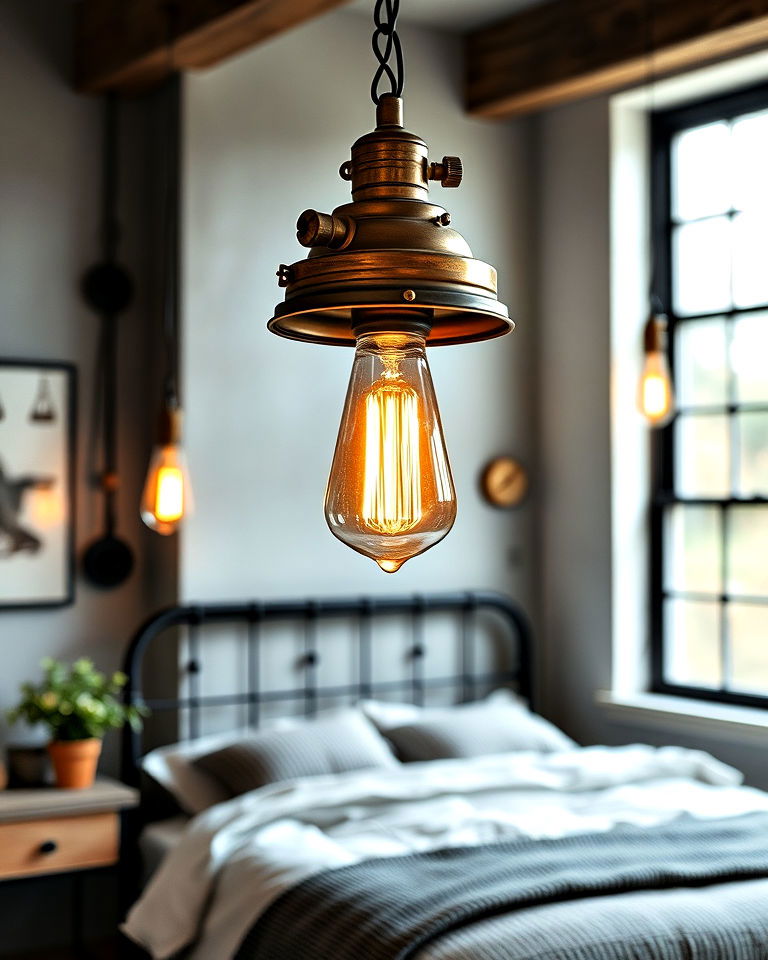 industrial lighting fixtures for steampunk bedroom - 15 Steampunk Bedroom Ideas