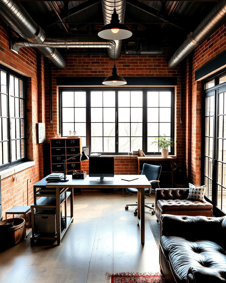 industrial loft style sunroom office design - 20 Sunroom Office Ideas