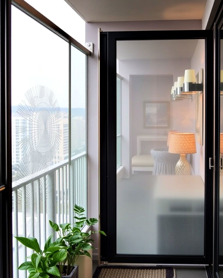 industrial look glass and metal panels - 20 Balcony Divider Ideas