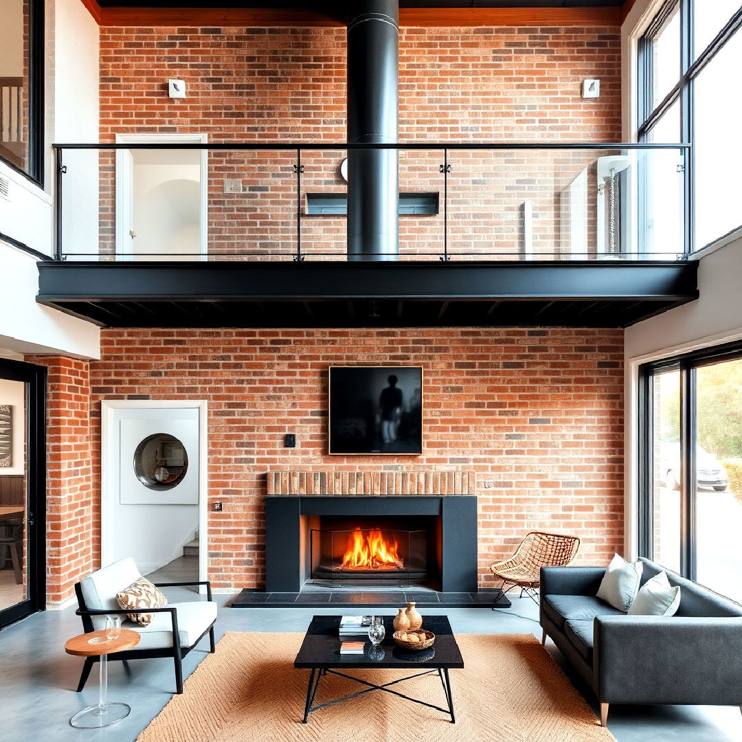 industrial steel two story fireplace - 25 Two-story Fireplace Ideas