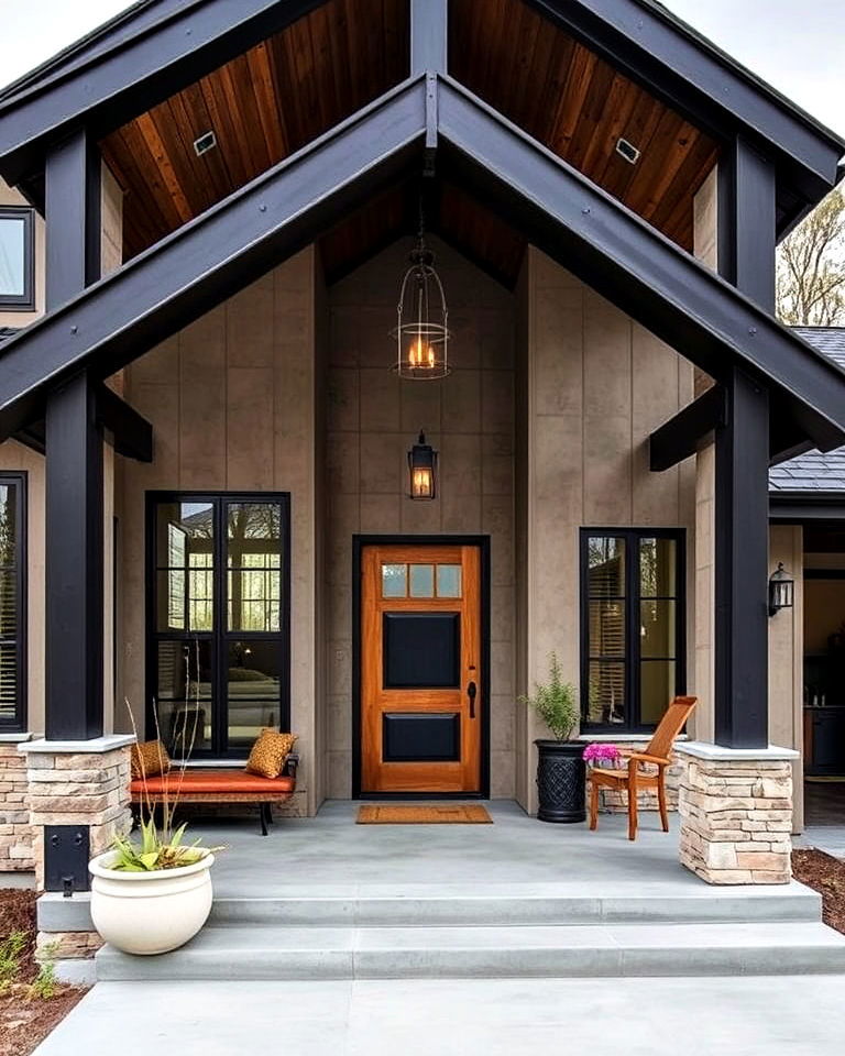 industrial style accents for transitional home - 30 Transitional Home Exterior Ideas
