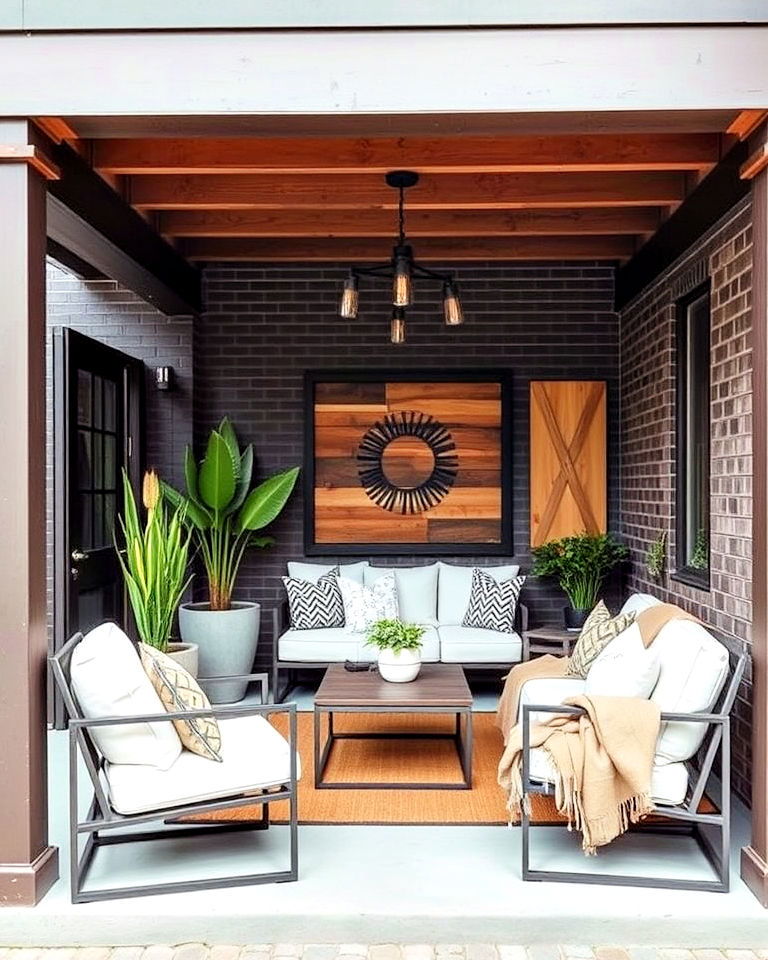 industrial style covered porch - 40 Covered Porch Ideas