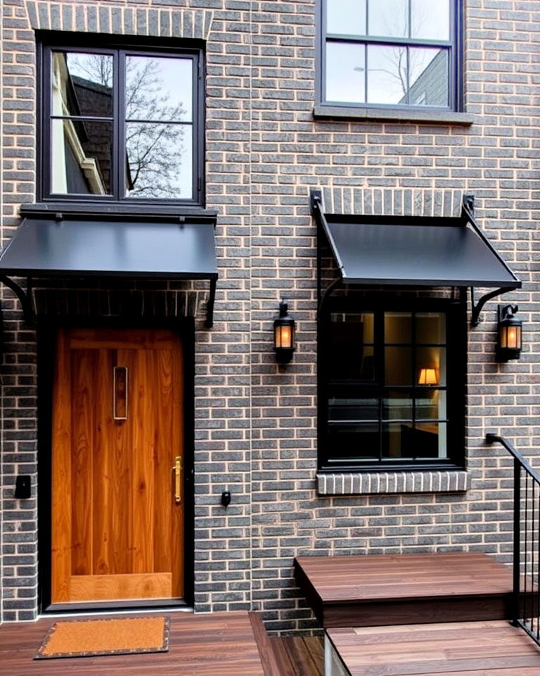 industrial style dark gray and metal exterior - 30 Gray Brick Exterior Home Ideas