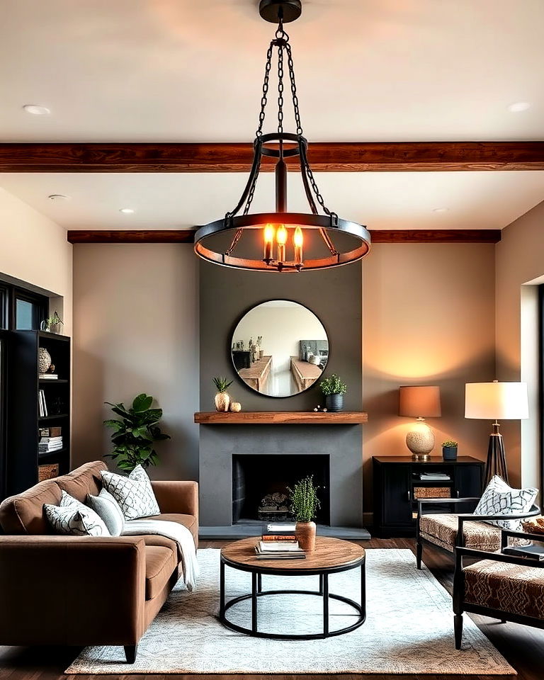 industrial style lighting fixture - 25 Joanna Gaines Living Room Ideas