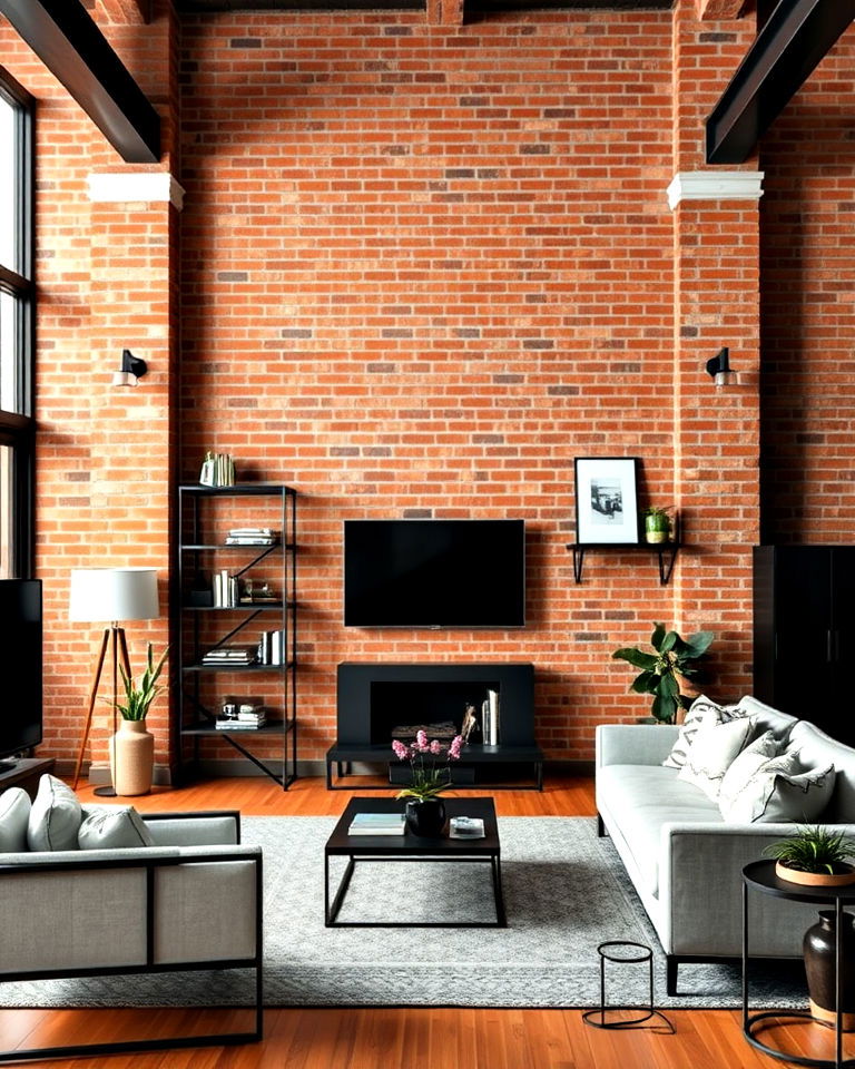 industrial style living room - 25 Black and Red Living Room Ideas