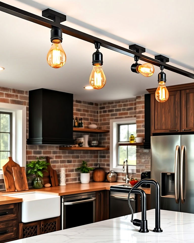 industrial style track lighting for kitchen - 20 Kitchen Track Lighting Ideas