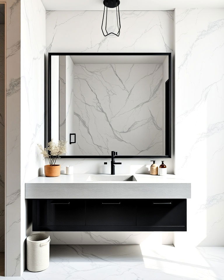 industrial vibe concrete countertop - 20 Bathroom Countertop Ideas
