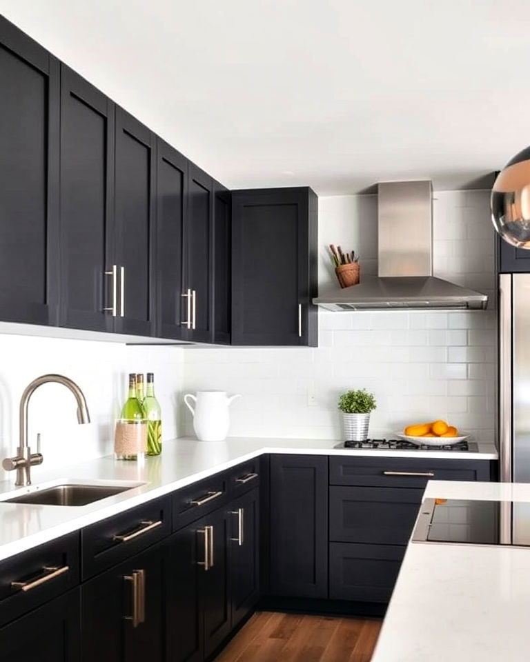 industrial vibe cool charcoal cabinets - 40 Kitchen Cabinet Color Ideas
