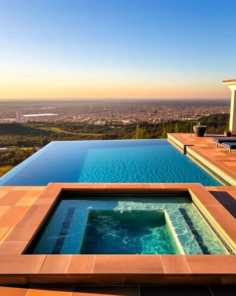 infinity edge appeal rectangle pool with a hot tub - 20 Rectangle Pool With Hot Tub