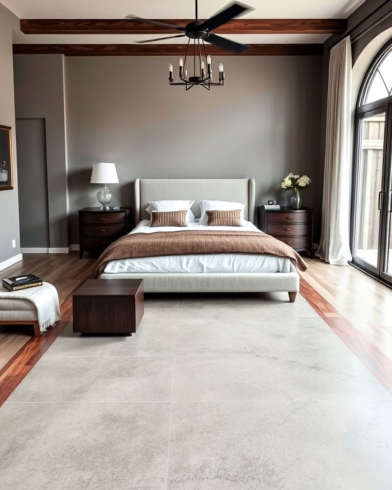 inlaid borders in concrete floor - 20 Concrete Floor Bedroom Ideas
