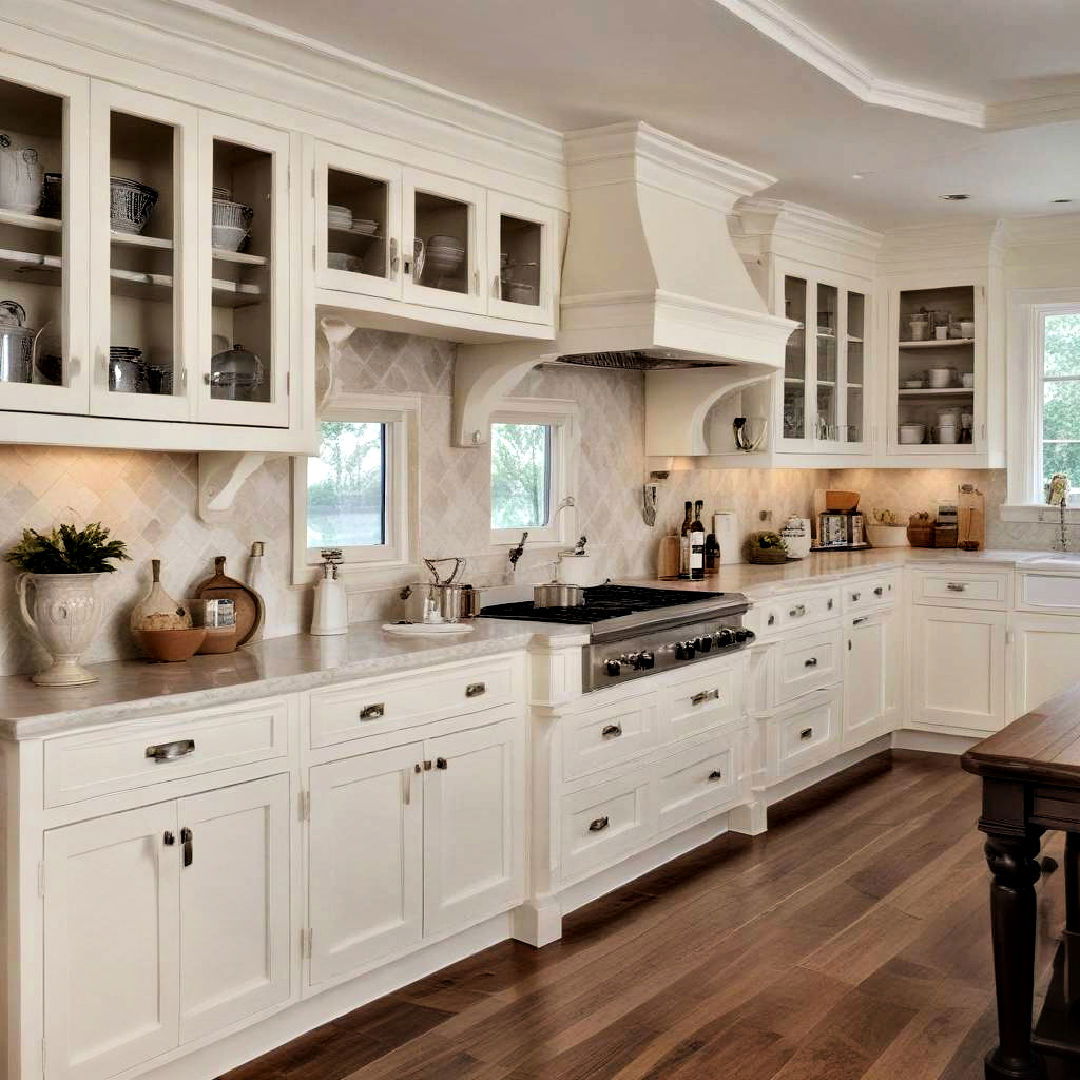 inset off white cabinets for kitchen - 15 Off-white Kitchen Cabinets