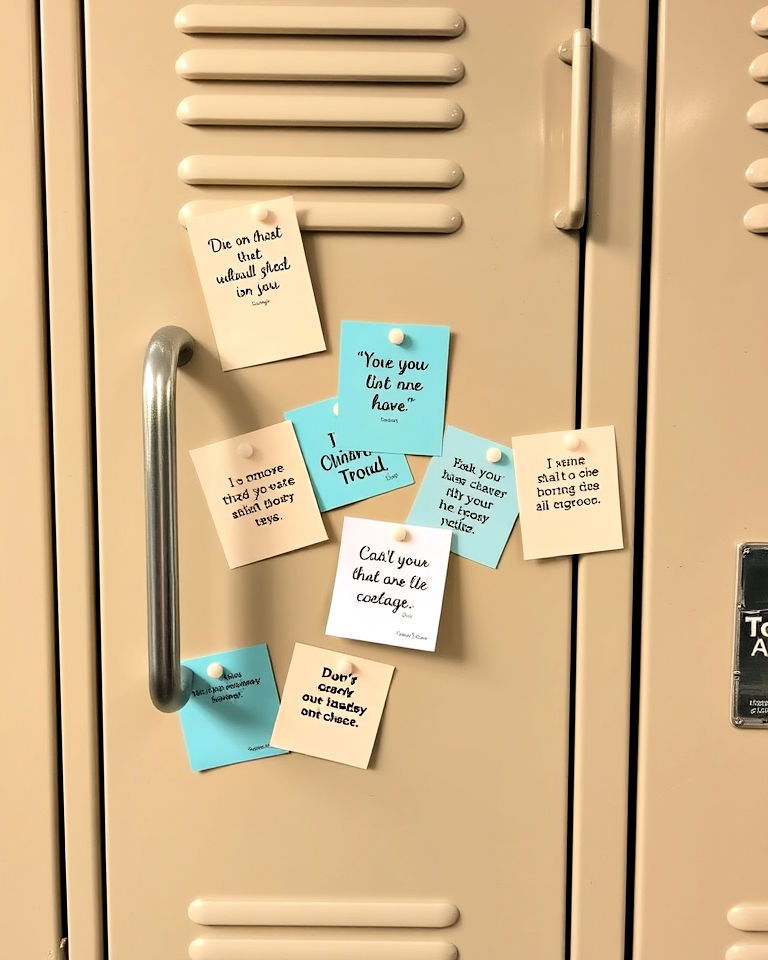 inspirational quote cards for locker decor - 30 Locker Decor Ideas