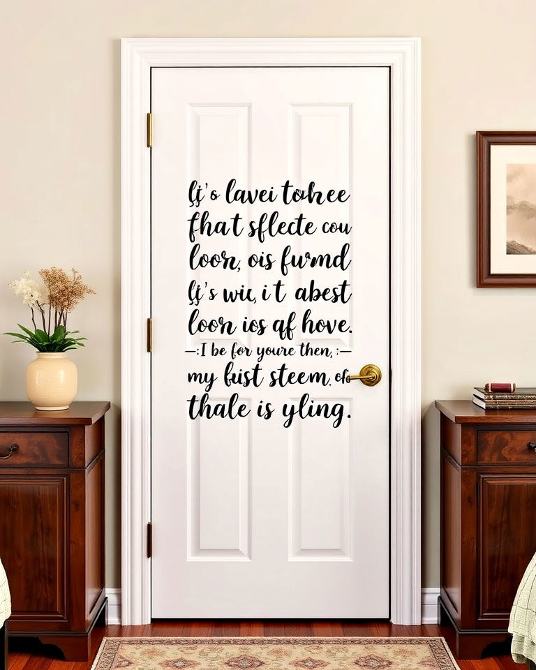 inspirational quote decal for bedroom door decor - 25 Bedroom Door Decorating Ideas