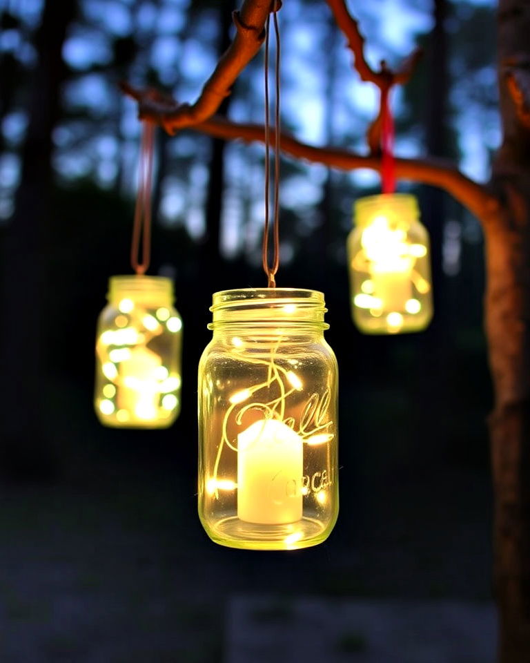 install DIY mason jar lanterns - 30 Rv Campsite Decorating Ideas