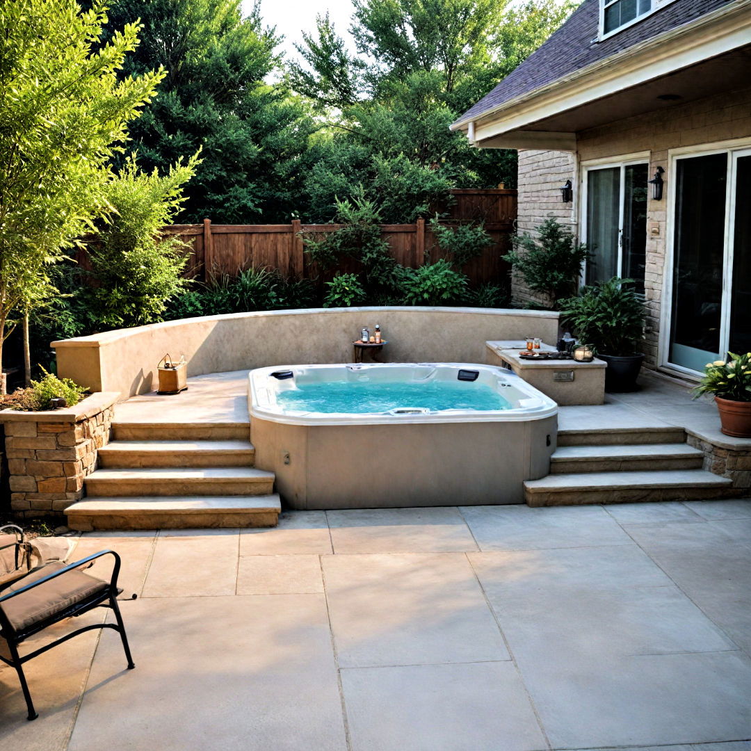 install a built in hot tub - 40 Concrete Patio Ideas